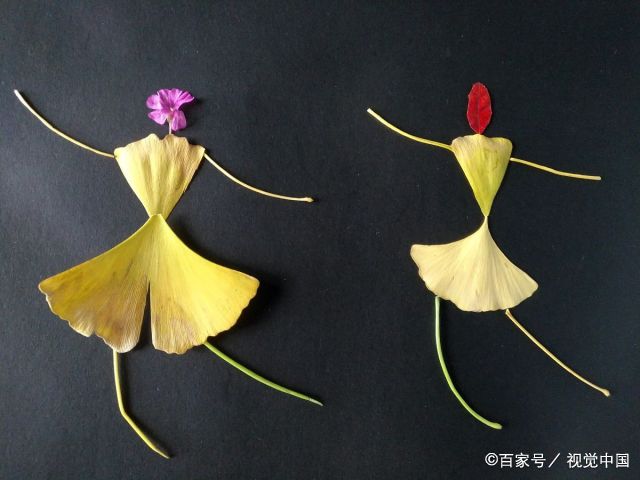 叶子在翩翩起舞 上海摄影师捡银杏叶拼成芭蕾舞姑娘